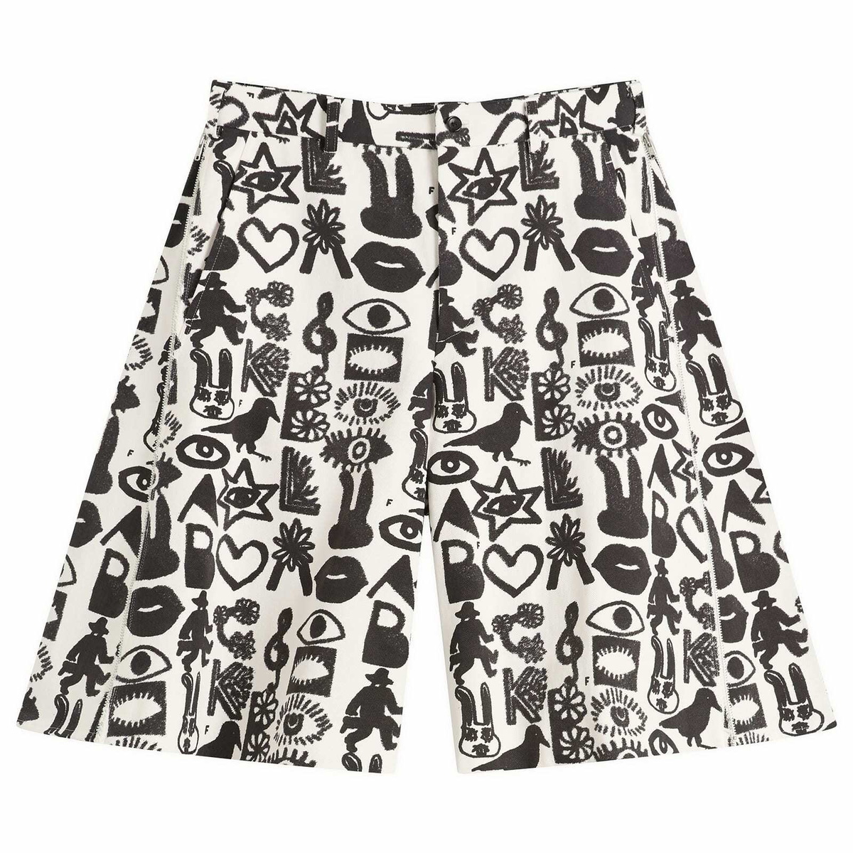 Comme des Garçons Black Men's Cotton Pagowski Shorts in White/Black