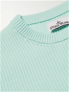 Stone Island - Logo-Appliquéd Ribbed Wool Sweater - Blue