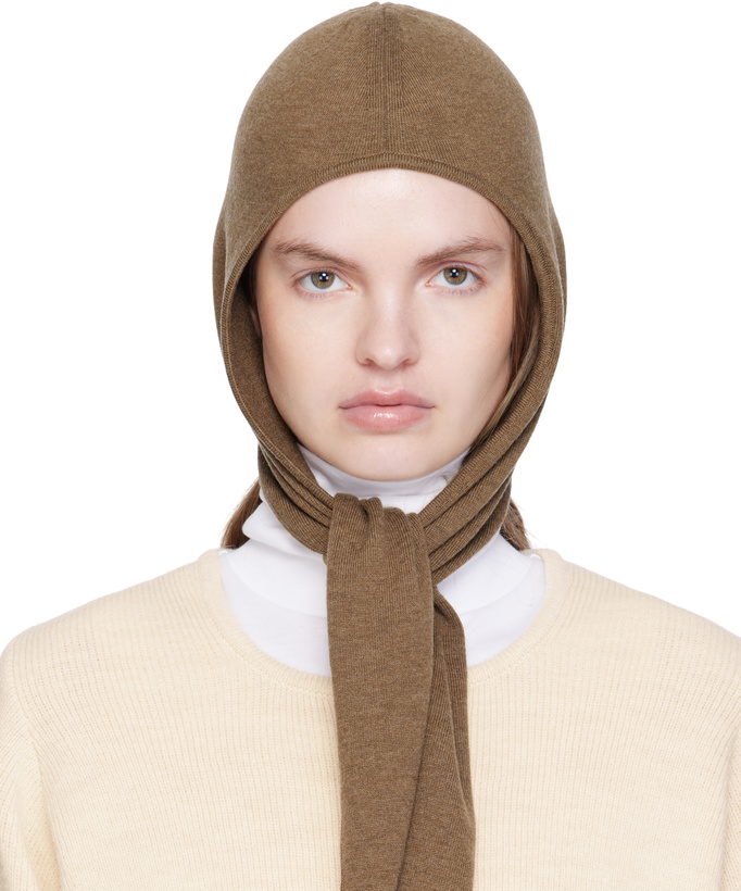 Photo: LEMAIRE Brown Fine Wool Head Scarf Hood