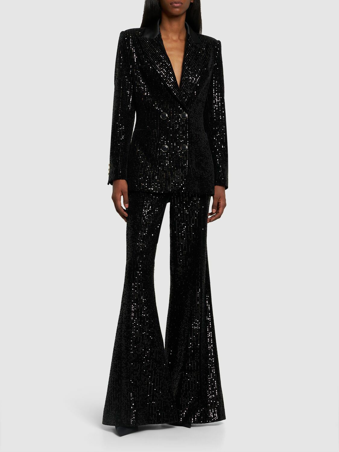 ELIE SAAB - Sequined High Waist Flared Pants Elie Saab
