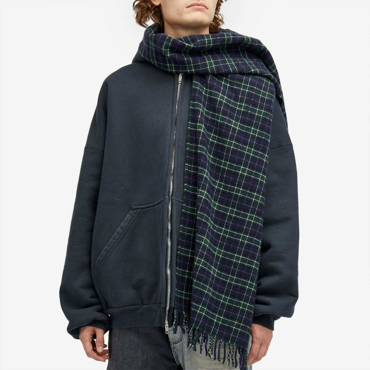 Buy Balenciaga Scarf Zip-Up Hoodie 'Deep Blue/Black