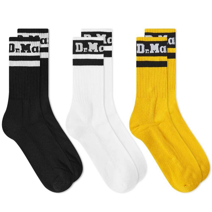 Photo: Dr. Martens Athletic Sock 3-Pack in Black/White/Yellow