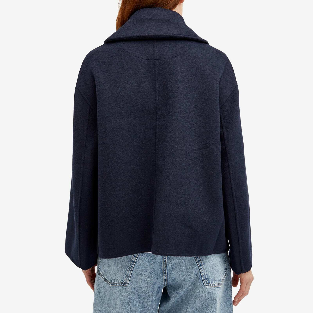 GANNI Women's Wool Wide Collar Jacket in Sky Captain