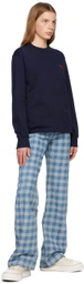 AMI Paris Navy Ami De Cœur Long Sleeve T-Shirt