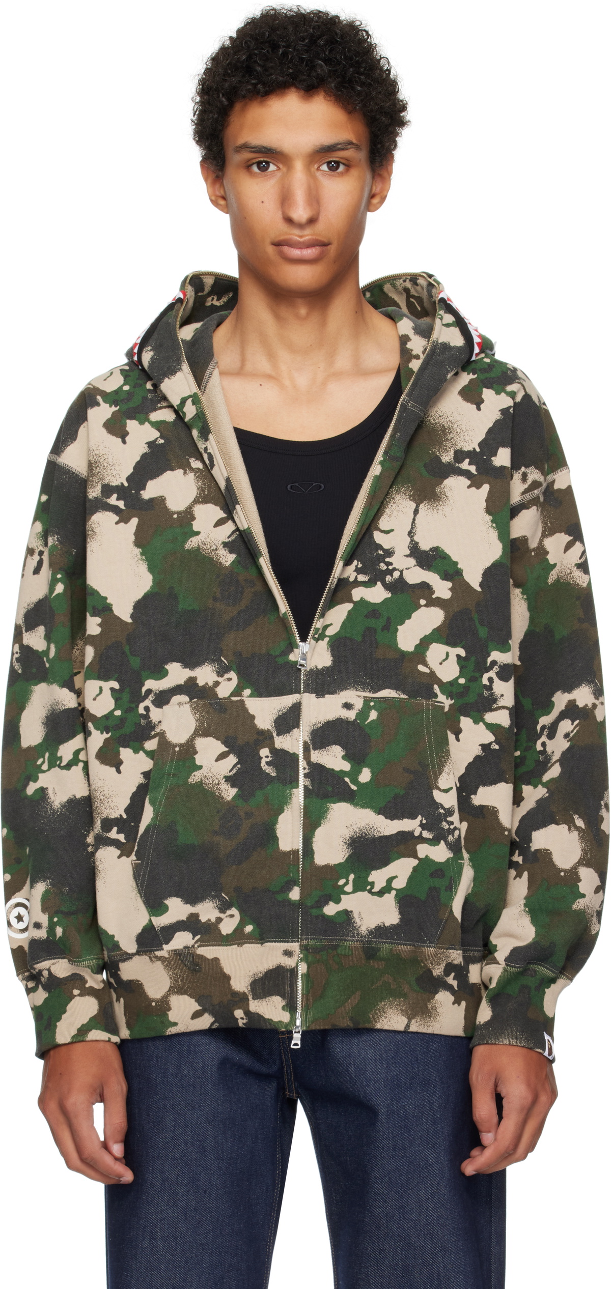 BAPE Gray Tree Edge Camo Shark Full Zip Hoodie A Bathing Ape
