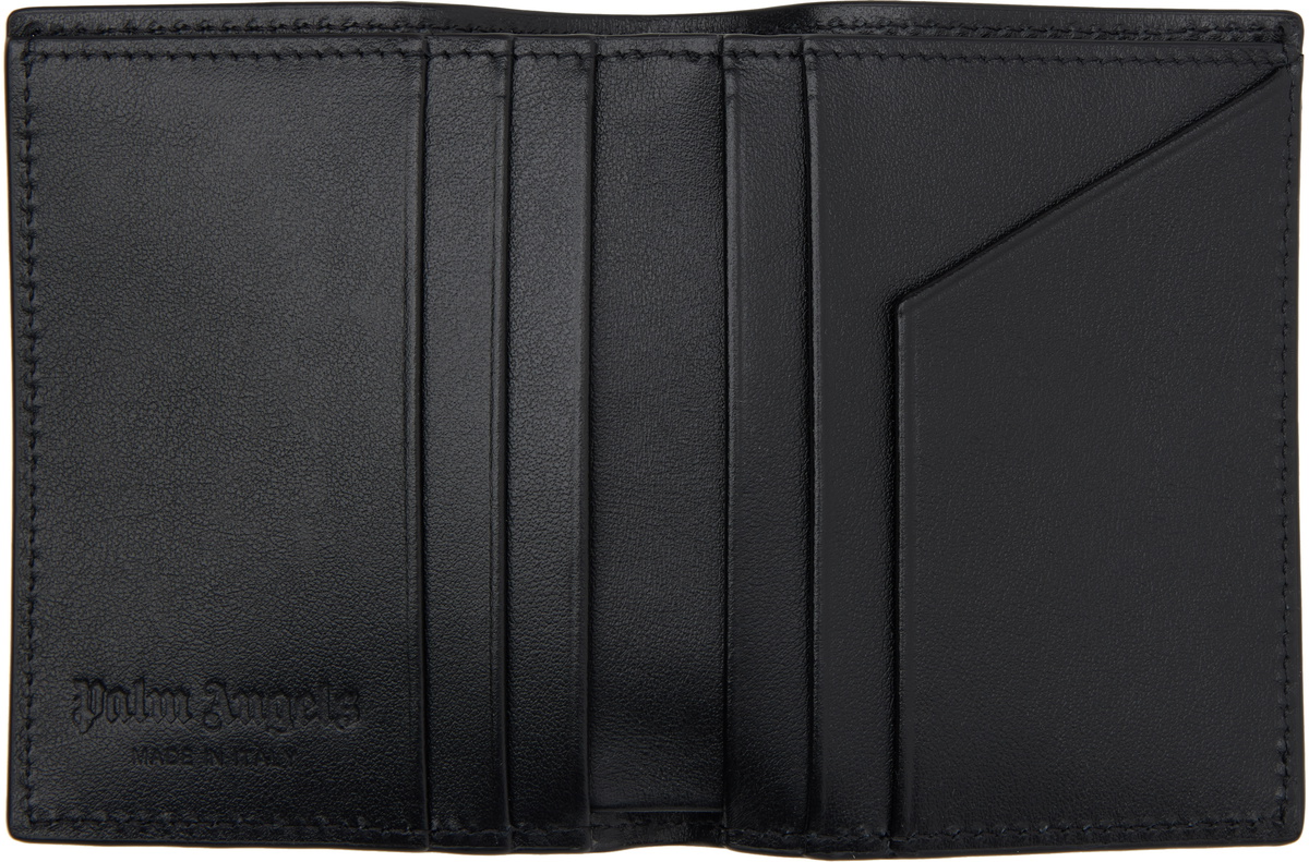 Palm Angels Black Curved Logo Leather Wallet