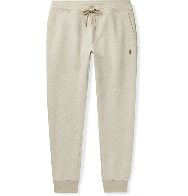Photo: POLO RALPH LAUREN - Tapered Logo-Embroidered Mélange Jersey Sweatpants - Gray