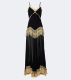 De La Vali Estela lace-trimmed georgette maxi dress
