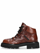 MOSCHINO - 40mm Combat Sole Leather Hiking Boots