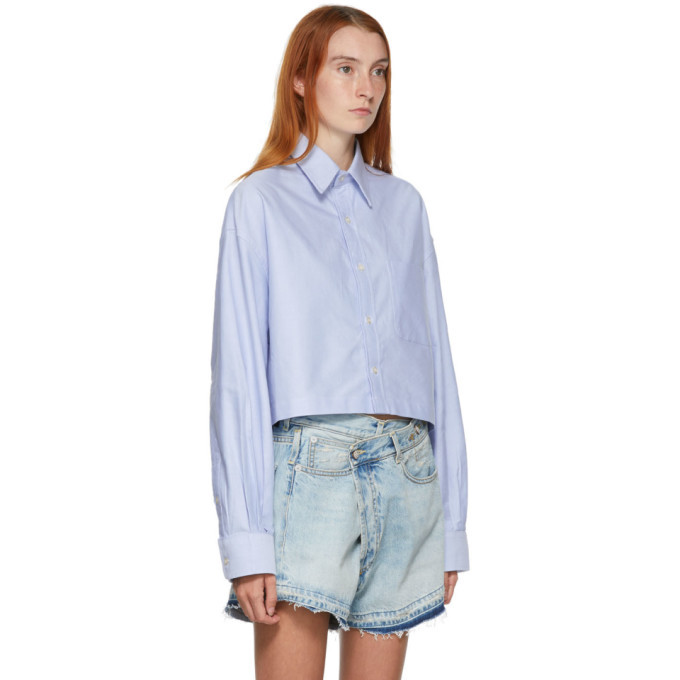 R13 Blue Oversized Cropped Shirt R13