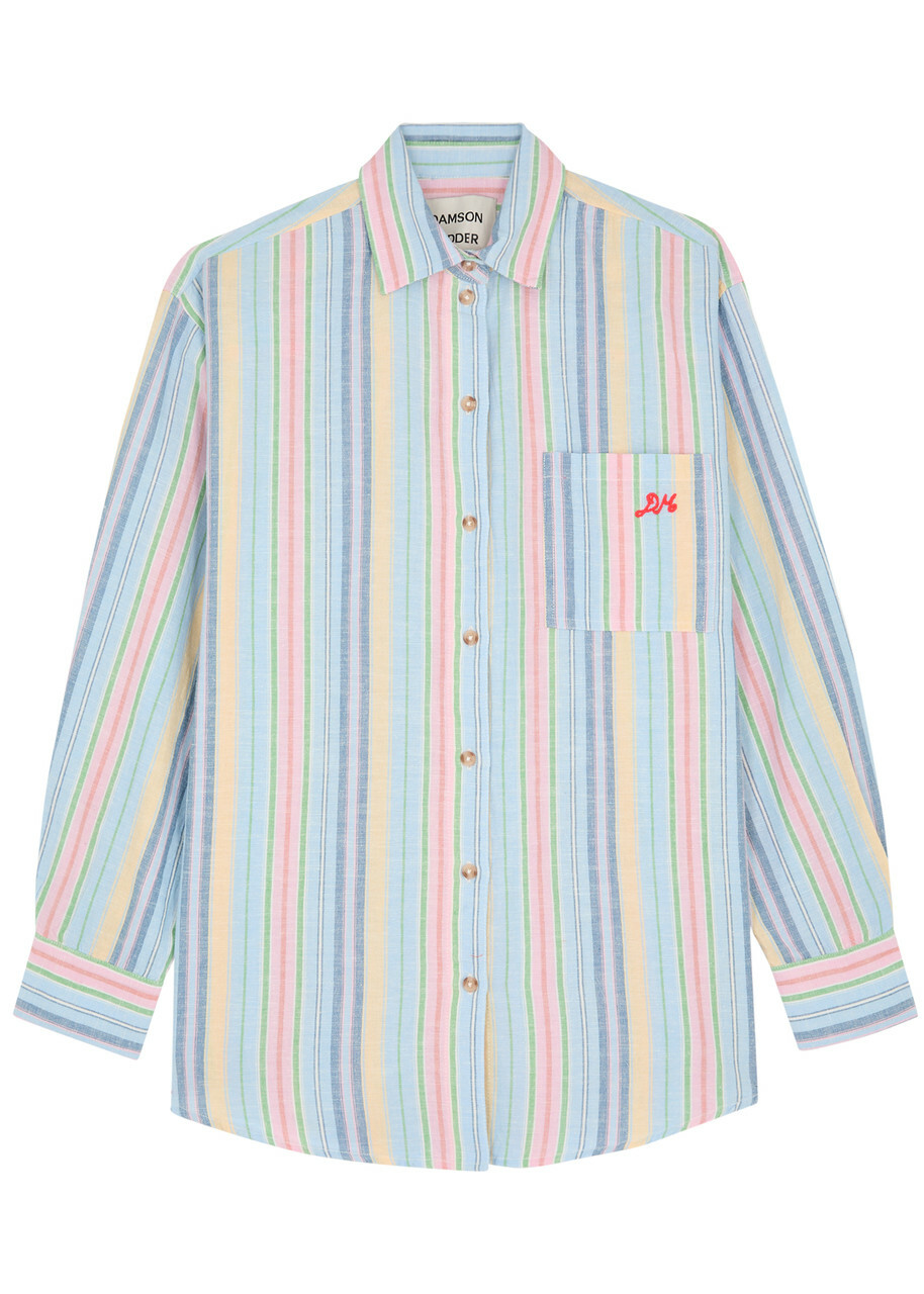 Damson Madder Skyla Striped Cotton-blend Shirt Multicoloured