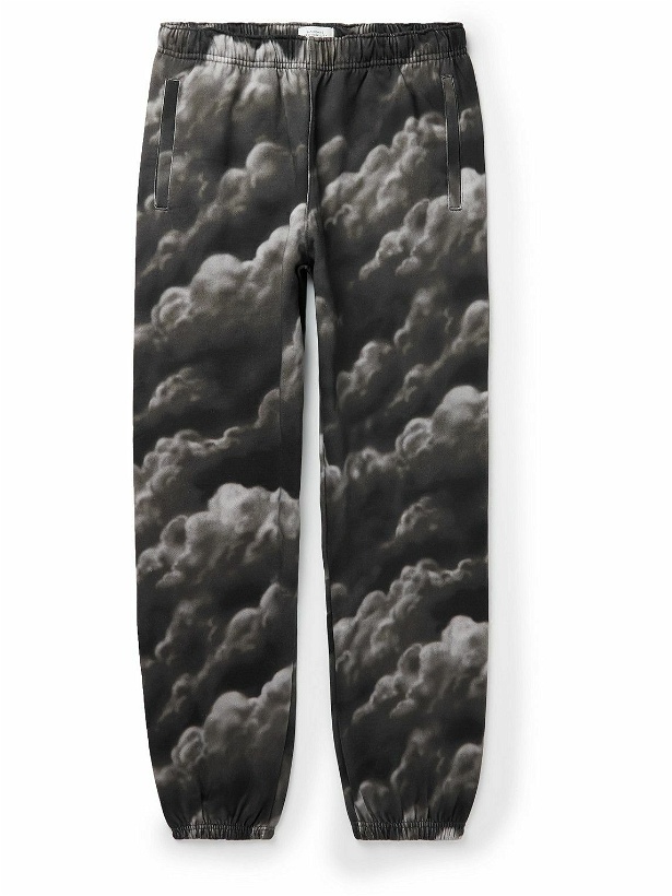 Photo: Saturdays NYC - Abrams Tapered Printed Cotton-Jersey Sweatpants - Black