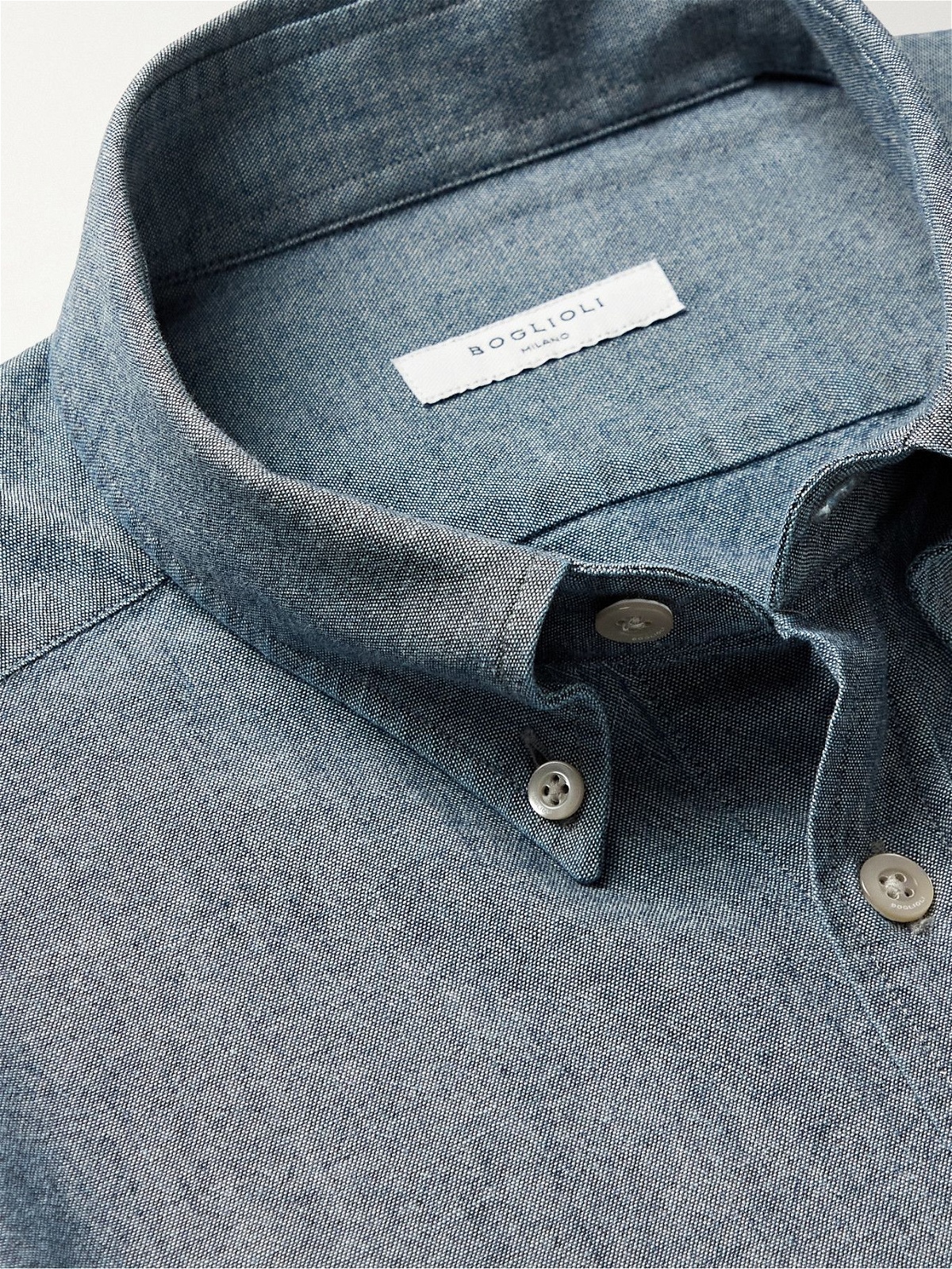 BOGLIOLI - Slim-Fit Button-Down Collar Cotton-Chambray Shirt - Blue