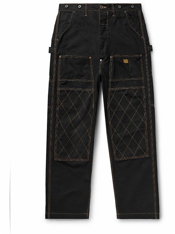 Photo: KAPITAL - Lumber Straight-Leg Logo-Appliquéd Cotton-Canvas Trousers - Black