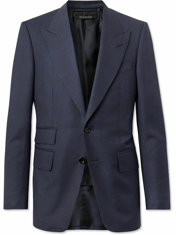 Photo: TOM FORD - Shelton Prince of Wales Checked Wool Suit Jacket - Blue