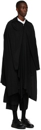 Yohji Yamamoto Black Wool Wrap Cape Coat