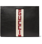 Gucci - Webbing-Trimmed Leather Pouch - Men - Black