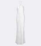 Retrofête Anat beaded halterneck satin maxi dress