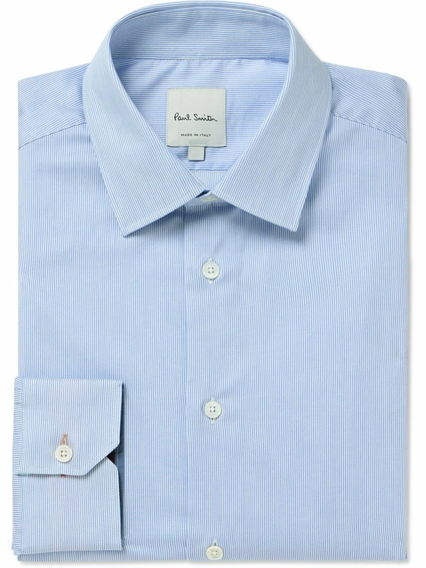 Photo: Paul Smith - Slim-Fit Striped Cotton-Poplin Shirt - Blue
