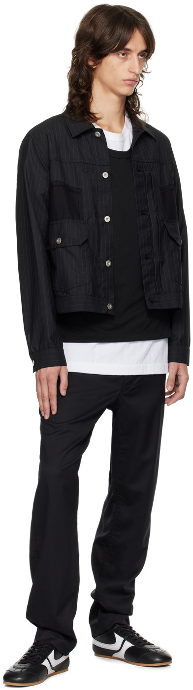 Black Comme des Garçons Black Pinstripe Trucker Jacket