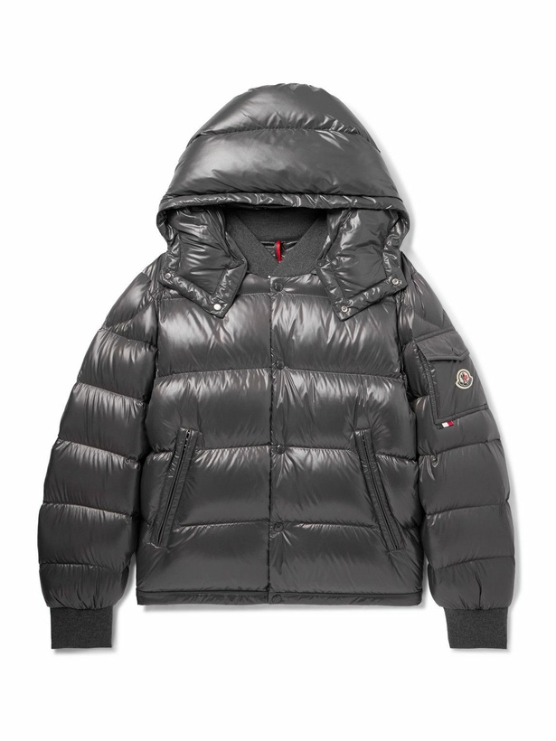 Photo: Moncler - Maljasset Slim-Fit Quilted Lacquered-Nylon Hooded Down Jacket - Gray