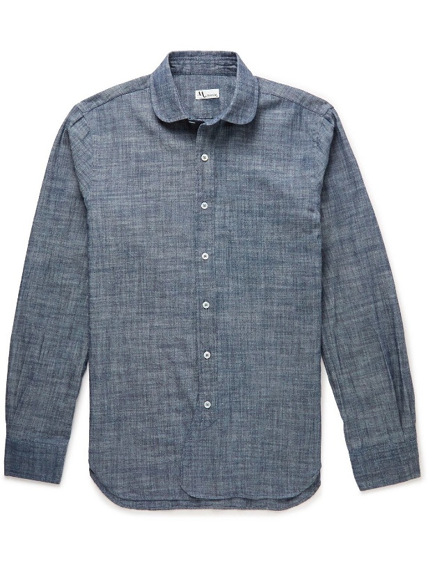 Photo: DOPPIAA - Aamberes Penny-Collar Linen and Cotton-Blend Shirt - Blue