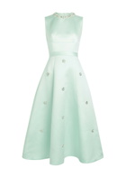 Huishan Zhang Sol Crystal-embellished Satin Midi Dress Blue