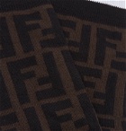 Fendi - Logo-Intarsia Cotton-Blend Socks - Brown