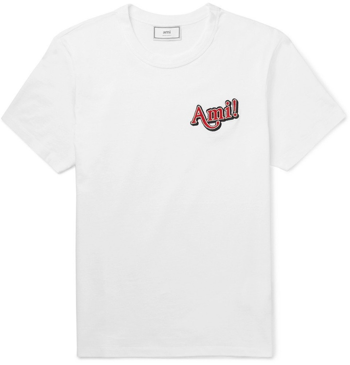 Photo: AMI - Slim-Fit Logo-Embroidered Cotton-Jersey T-Shirt - Men - White