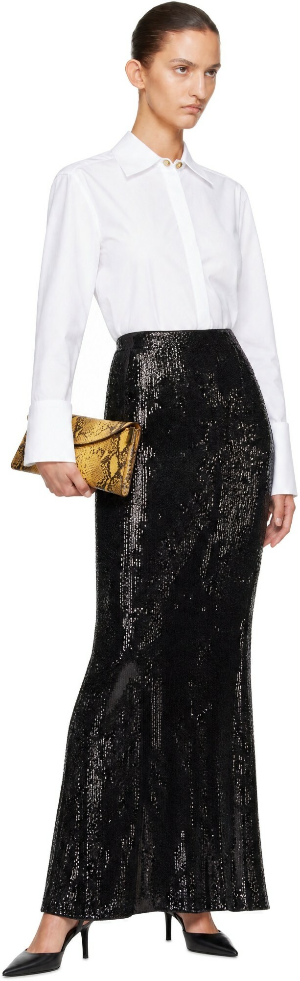 BALMAIN Green Sequinned Maxi Skirt