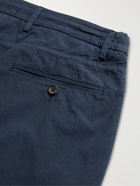 Canali - Straight-Leg Cotton-Seersucker Drawstring Shorts - Blue