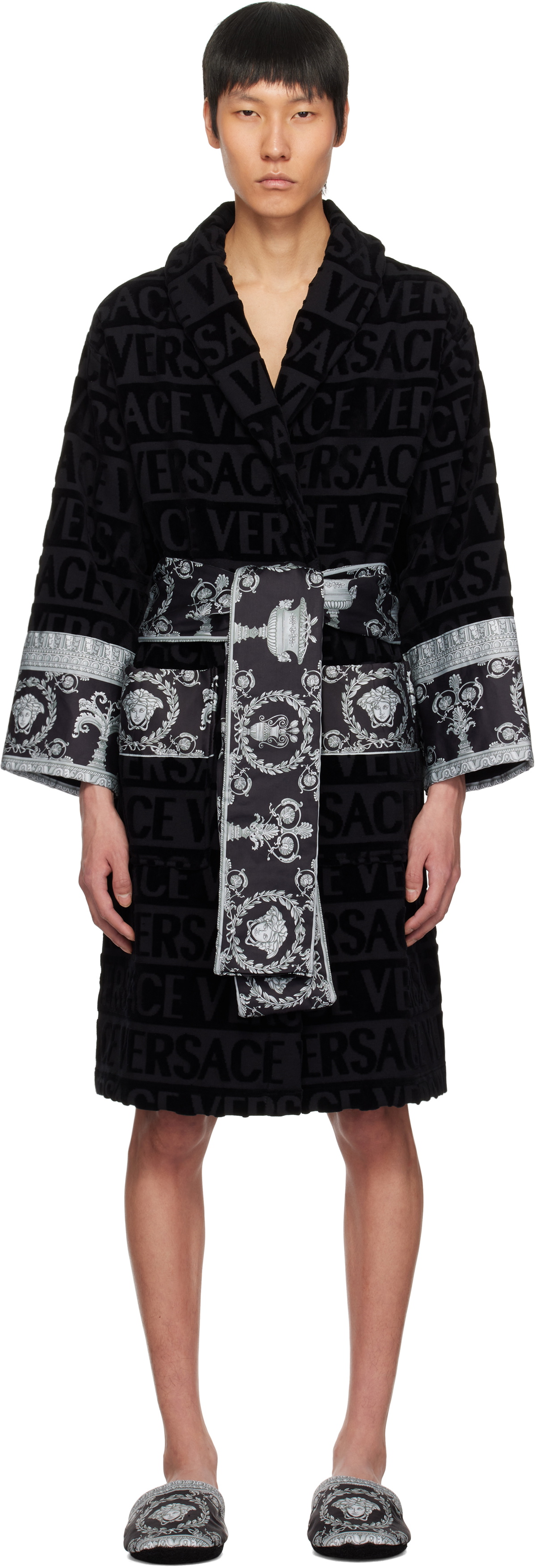 Versace Underwear Black 'I Heart Baroque' Bathrobe