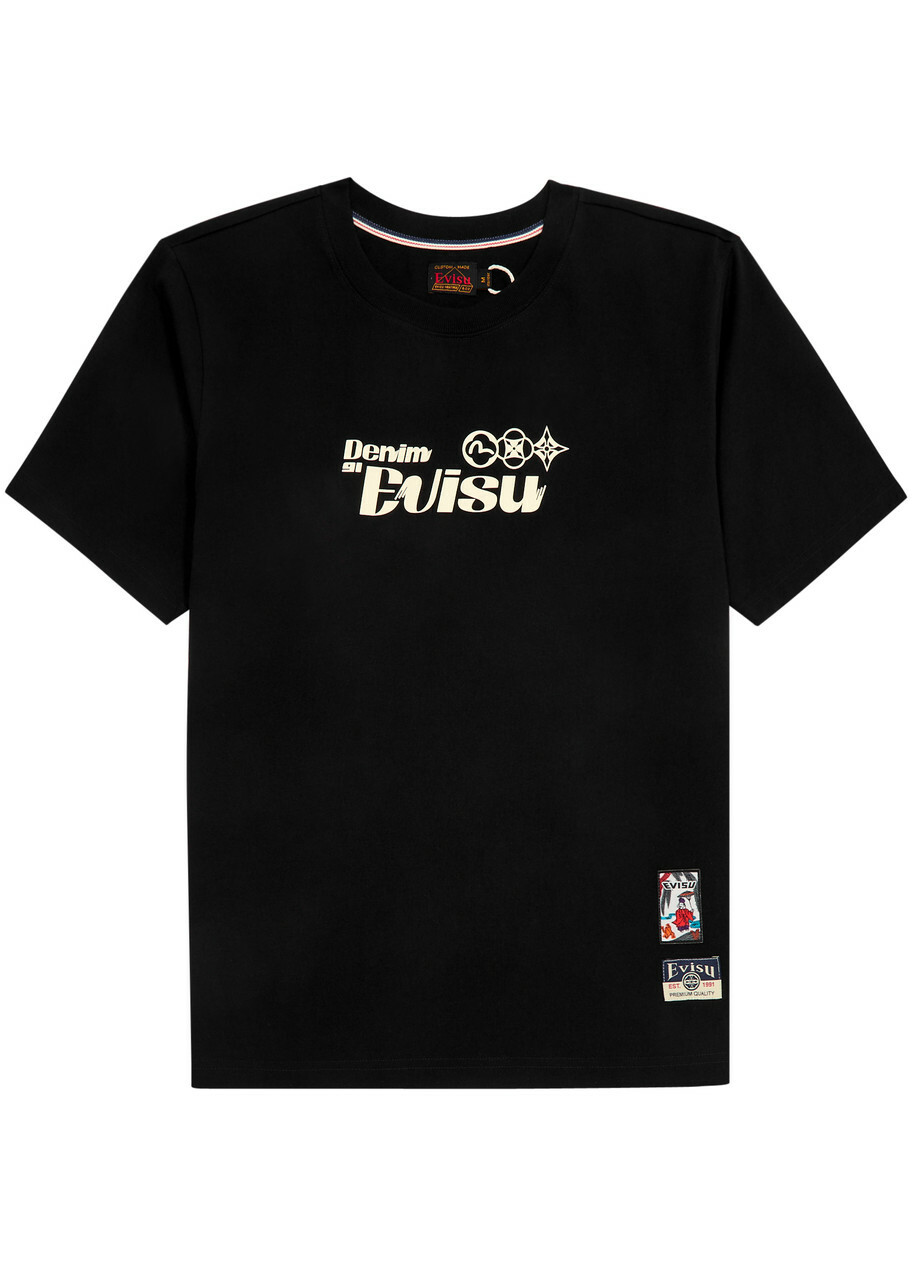 EVISUブラック Tシャツ 38 Multi-Pocket and Multi-Print Relax Fit T-shirt – EVISU