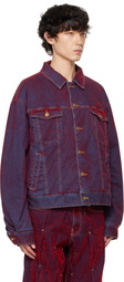 KUSIKOHC Red Velvet Padded Multi Rivet Denim Jacket