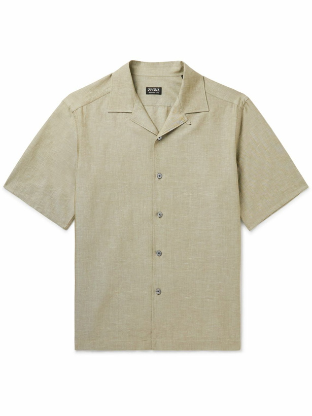Photo: Zegna - Camp-Collar Cotton, Linen and Silk Shirt - Green