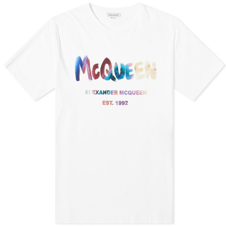 Photo: Alexander McQueen Men's Luminous Graffiti Logo T-Shirt in White