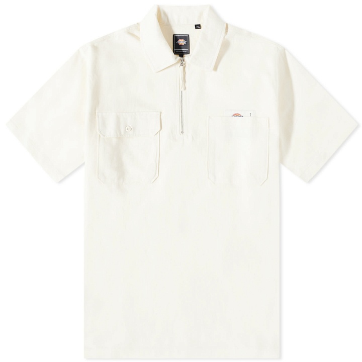Photo: Dickies x POP Trading Company Short Sleeve Zip Shirt in Off White