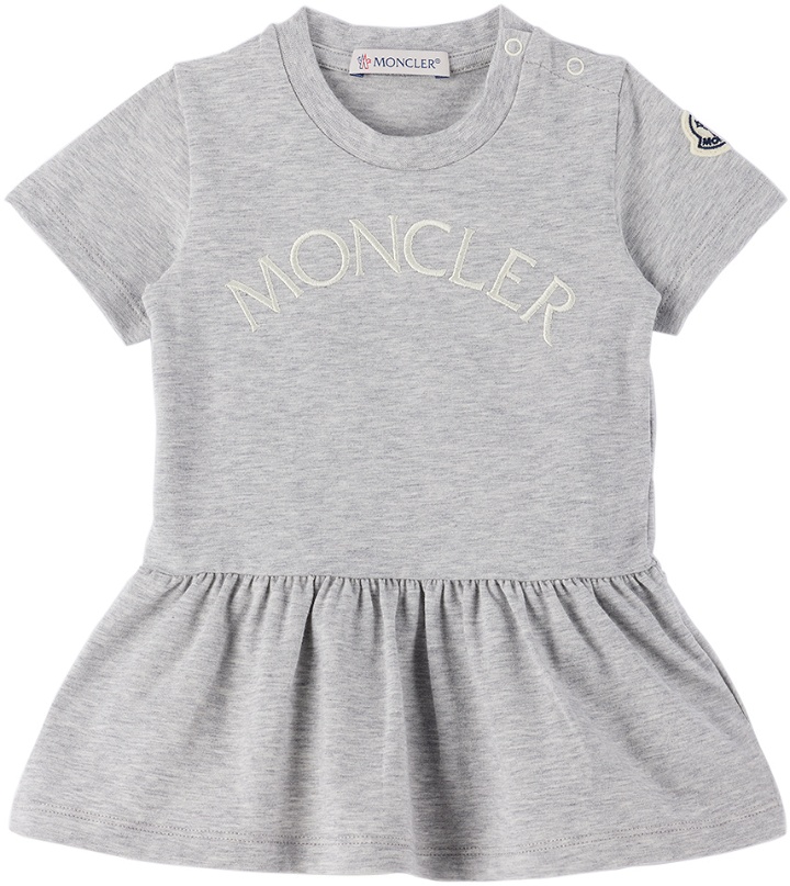 Photo: Moncler Enfant Baby Gray Embroidered Dress