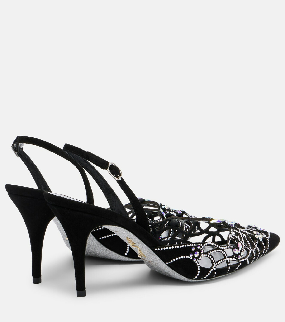 Rene Caovilla Embellished suede slingback pumps