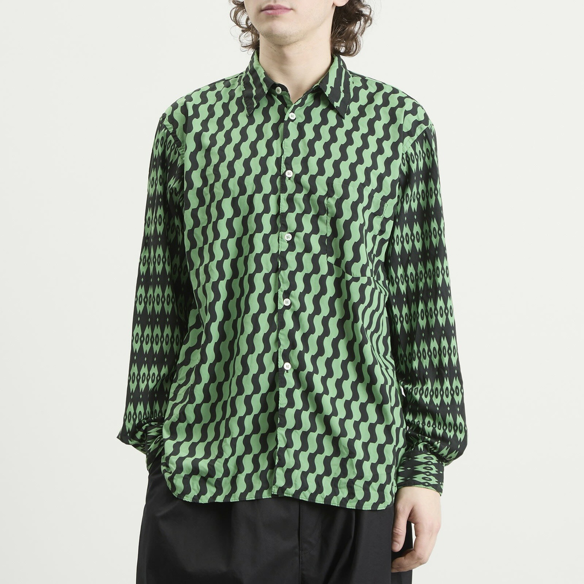 Comme des Garçons Homme Plus Men's Printed Long Sleeve Shirt in Green