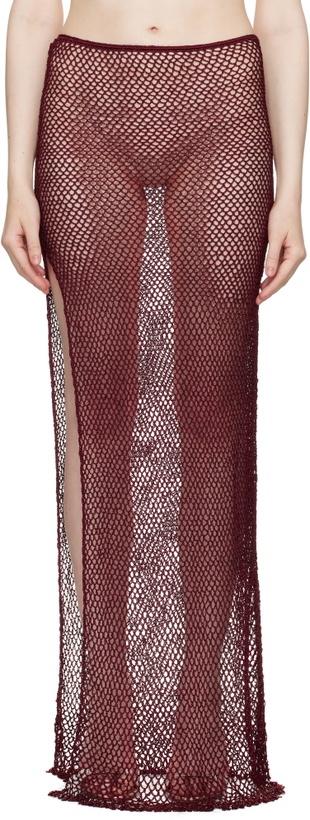 Photo: Mirror Palais Burgundy Crochet Tunic Maxi Skirt