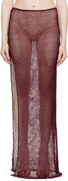 Mirror Palais Burgundy Crochet Tunic Maxi Skirt