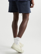 Les Tien - Yacht Straight-Leg Garment-Dyed Cotton-Jersey Drawstring Shorts - Blue