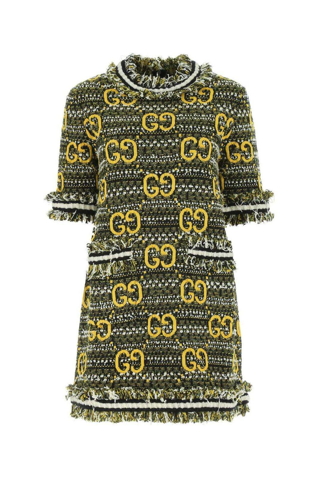 ワンピース GUCCI BOUCLE WOOL DRESS GG wool bouclé jacquard dress in ivory and camel | GUCCI® US
