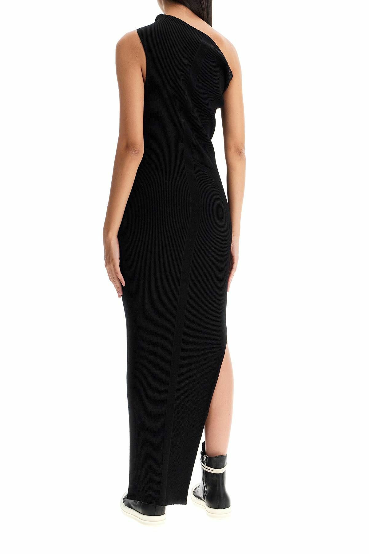 black evening maxi dresses Mesh Panel One Shoulder Fishtail Trim Dress Explorer Ace Midi Dress Non returnable Size.:L