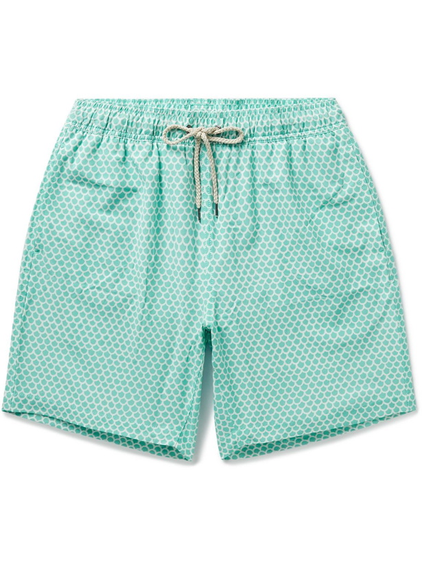 Photo: Faherty - Beacon Slim-Fit Long-Length Printed Recycled Swim Shorts - Green