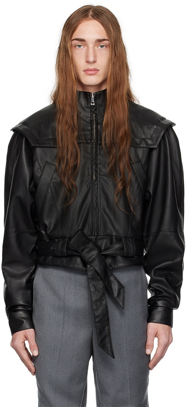 Photo: Situationist Black Zip Faux-Leather Jacket