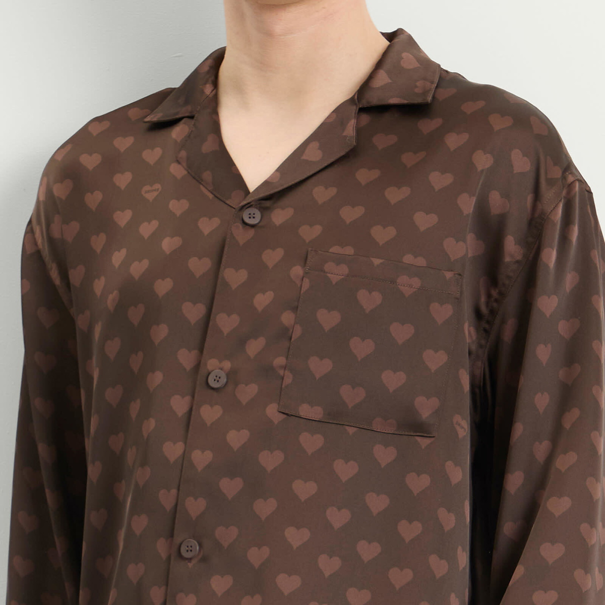 SKIMS Men's Sateen Sleep Set in Cocoa Heart Halfdrop