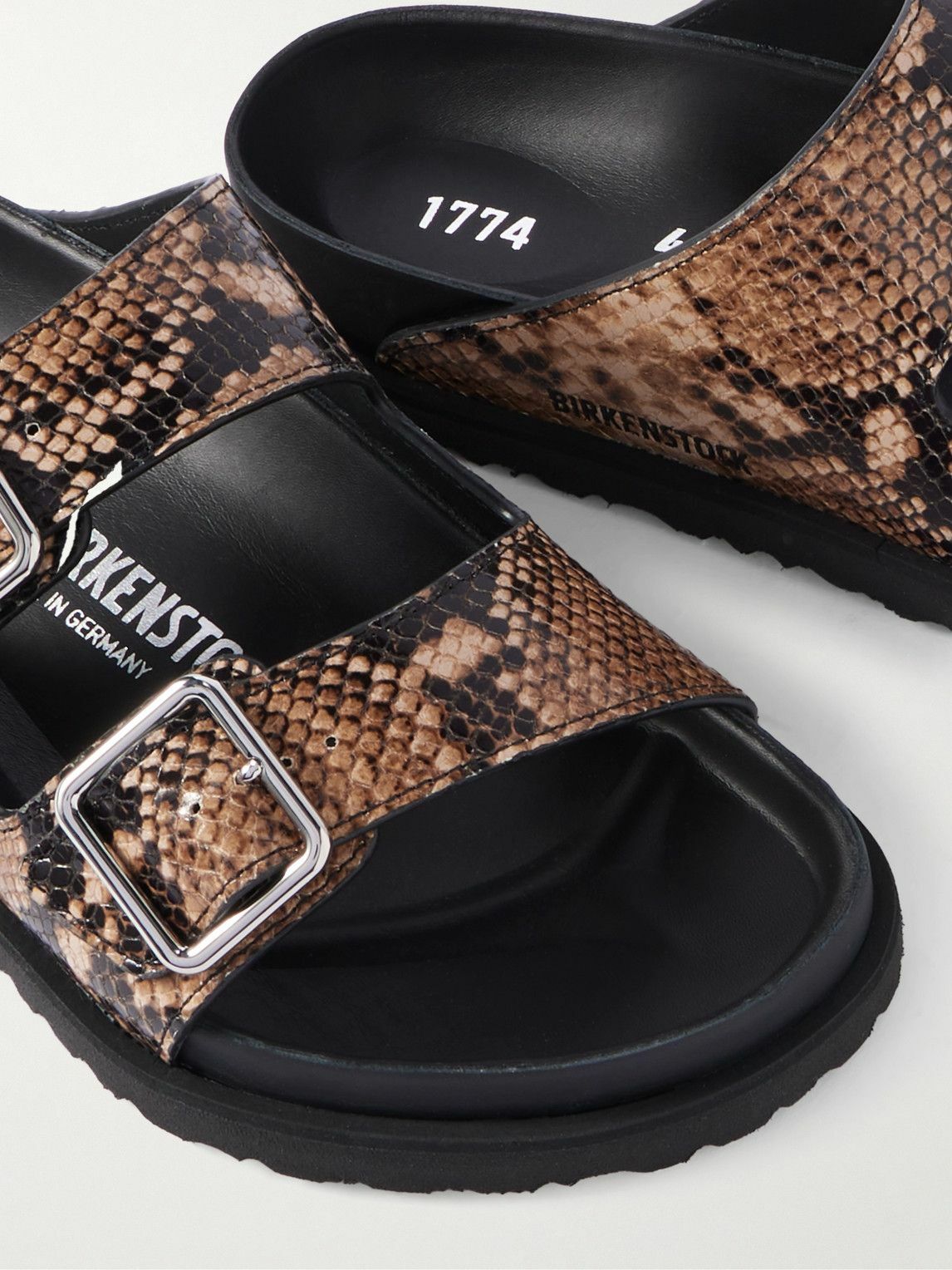 Birkenstock 1774 - Arizona Snake-Effect Leather Sandals - Brown
