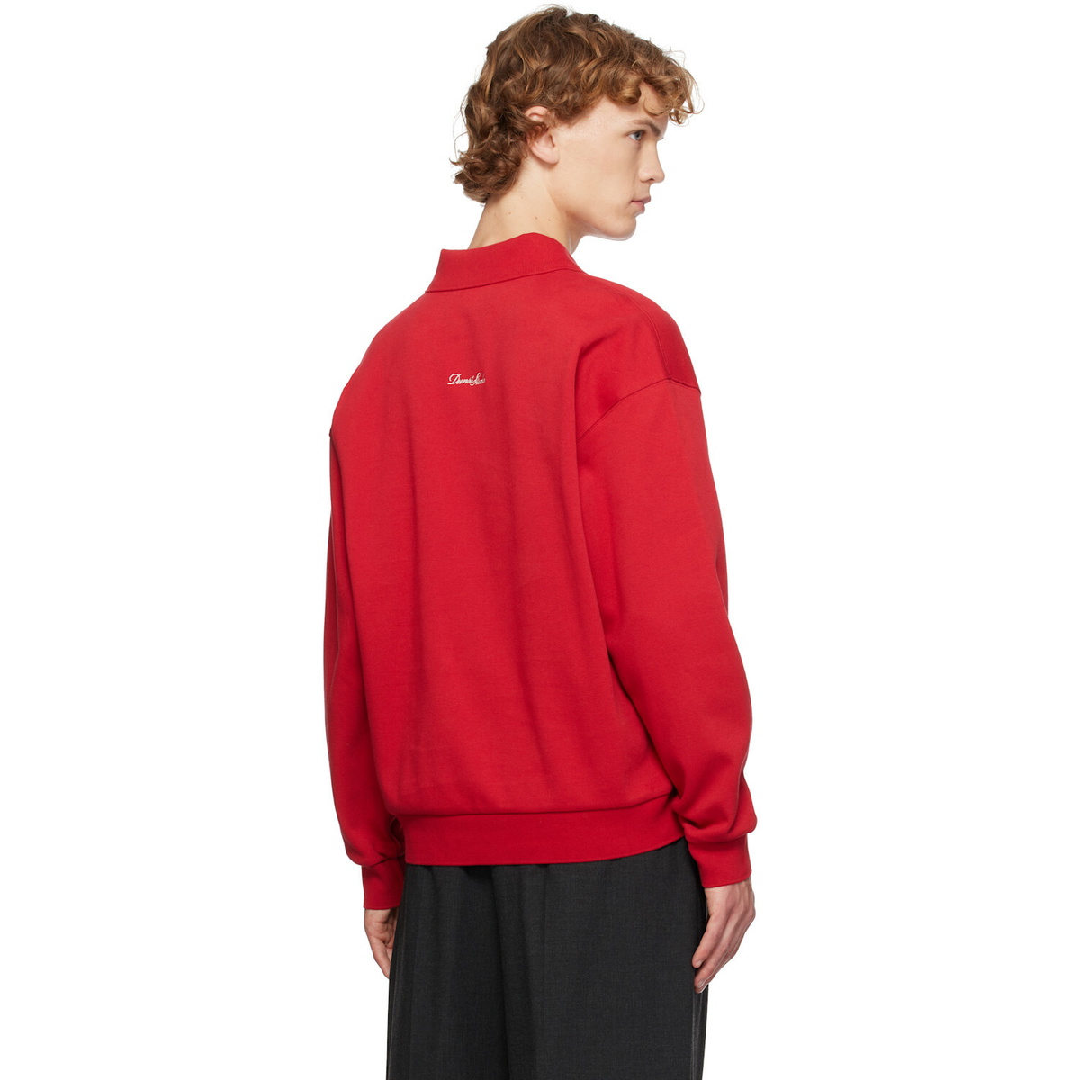 Dunst Red Leather Logo Collared Polo